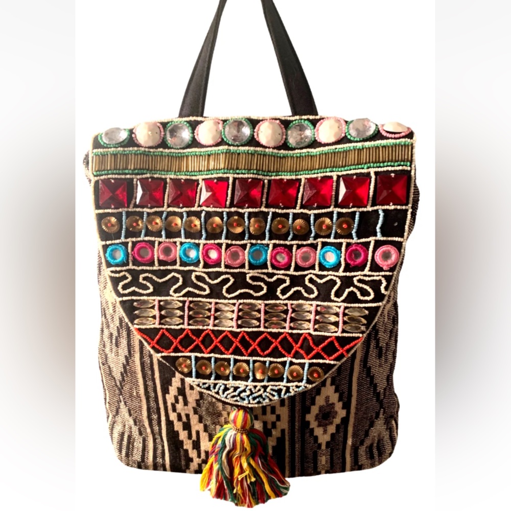 Boho Gem and Beaded Backpack by Stephanie Nicole NY